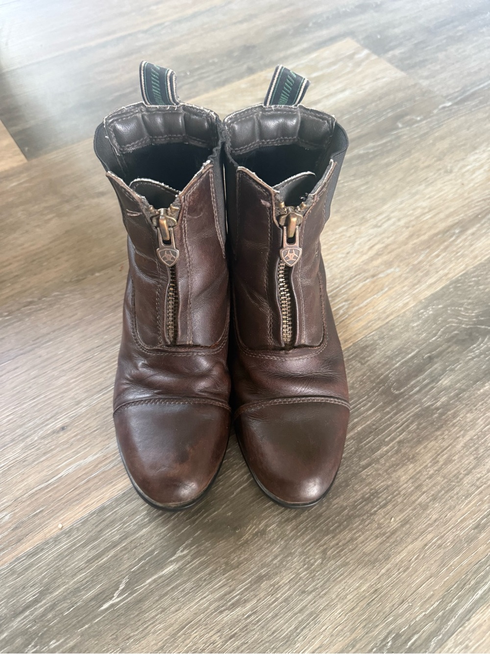 Ariat Dark Brown Leather Front-Zip Ankle Boots
